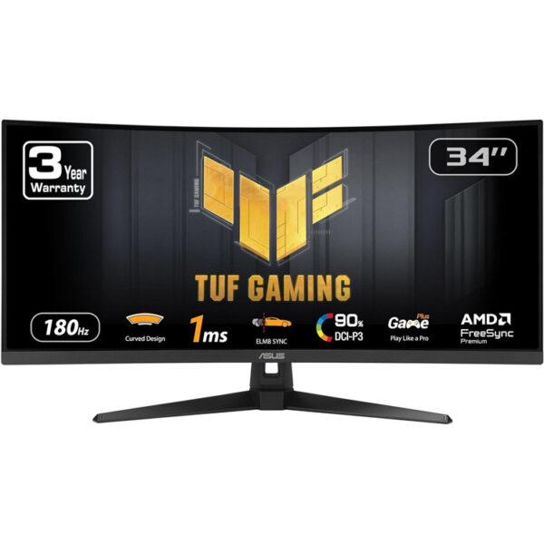 خرید مانیتور Asus TUF Gaming VG34VQ3B - کیفیت WQHD - خمیده - سایز ۳۴ اینچ