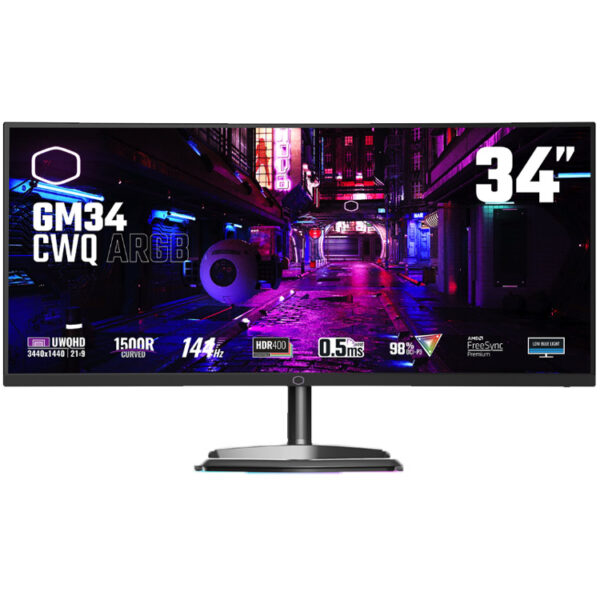 خرید مانیتور Cooler Master GM34-CWQ ARGB - کیفیت UWQHD - خمیده - 34 اینچ