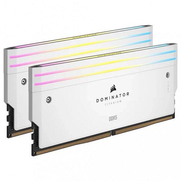 خرید رم Corsair Dominator Titanium RGB - ظرفیت 32 گیگابایت - DDR5 - پک دوتایی - مدل Intel XMP - فرکانس 7200 مگاهرتز - CL34 - سفید