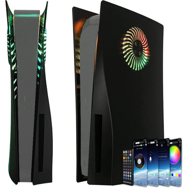 خرید فیس پلیت دارای منفذ مخصوص فن و LED - مخصوص PS5 دیسک خور - سیاه