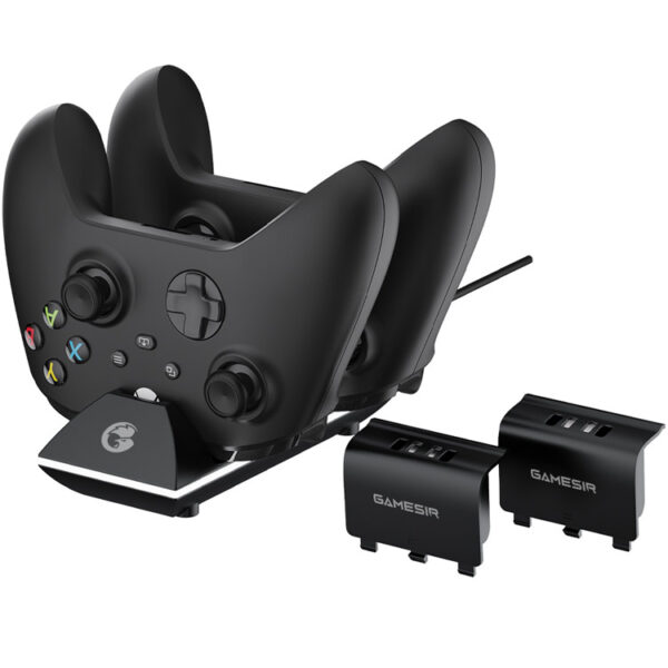 خرید پایه شارژ دوگانه Gamesir + دو عدد باتری قابل شارژ برای دسته ایکس باکس - سری جدید - سیاه