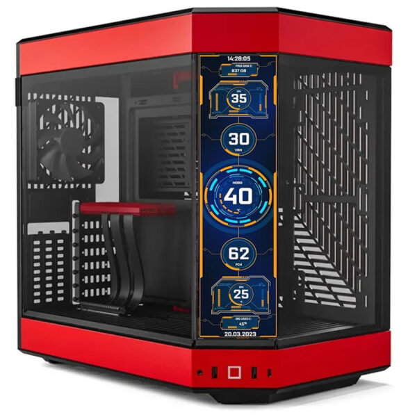 خرید کیس کامپیوتر Hyte Y60 + نمایشگر LCD - طرح Black Cherry