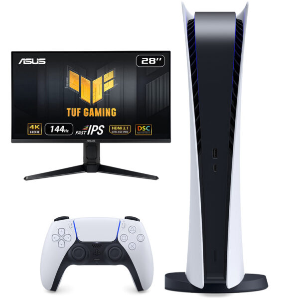 خرید پلی استیشن 5 دیجیتال + مانیتور Asus TUF VG28UQL1A 4K